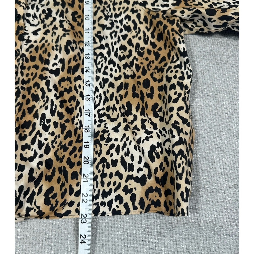 Chicos Top Womens 3 XL Animal Print Cotton Blouse No Iron Tie Waist Career - Picture 6 of 10